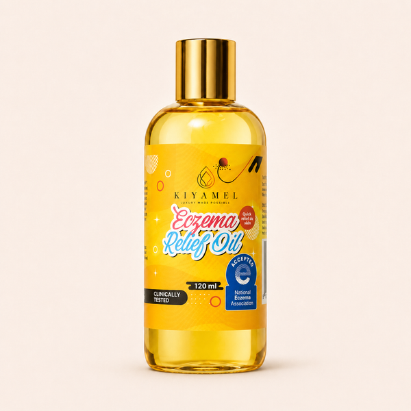 Kiyamel Eczema Relief Oil with National Eczema Association Seal of Acceptance for melanated skin