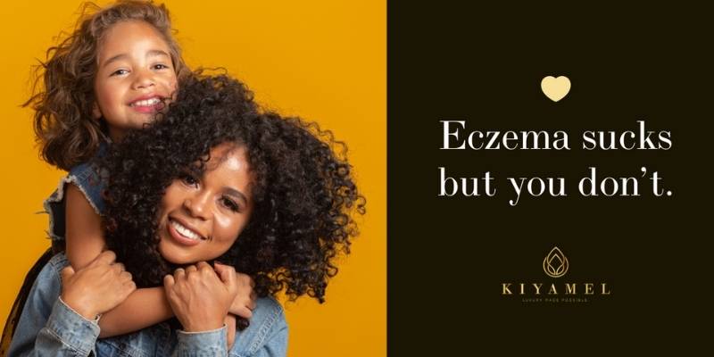 Eczema sucks but you don't, Mother with her child | Kiyamel Banner